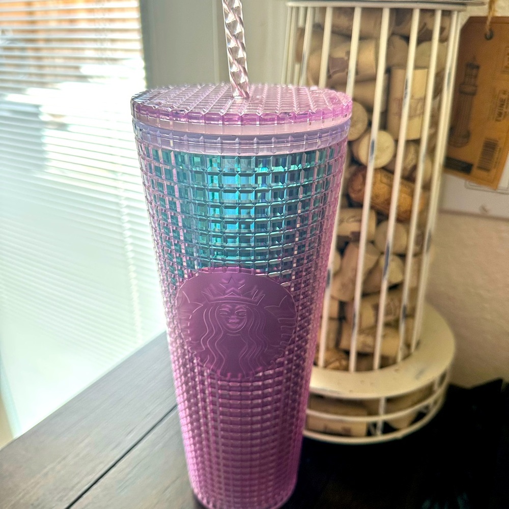 Starbucks Summer 2021 Pink and Blue Ombré Grid Tumbler